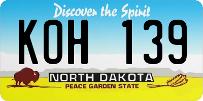 ND license plate KOH139