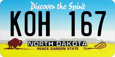 ND license plate KOH167