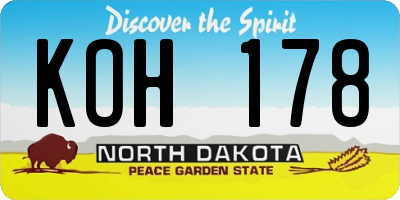 ND license plate KOH178