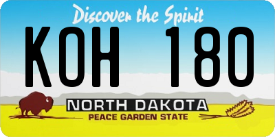 ND license plate KOH180