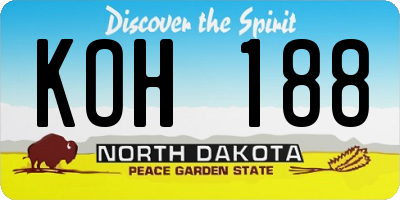 ND license plate KOH188