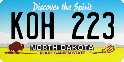 ND license plate KOH223
