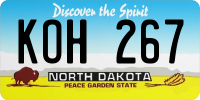 ND license plate KOH267