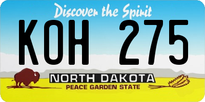 ND license plate KOH275