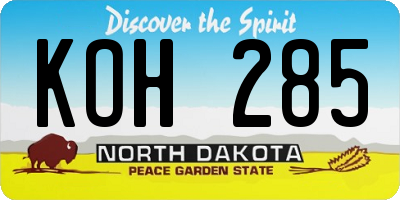 ND license plate KOH285