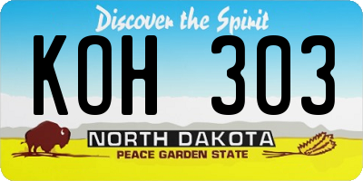 ND license plate KOH303