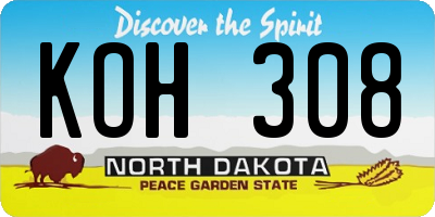 ND license plate KOH308
