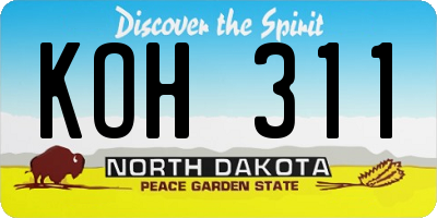 ND license plate KOH311