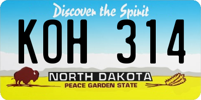 ND license plate KOH314