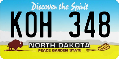 ND license plate KOH348