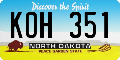 ND license plate KOH351
