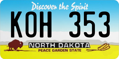 ND license plate KOH353
