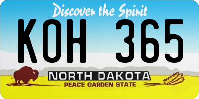 ND license plate KOH365