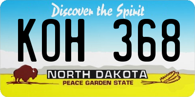 ND license plate KOH368