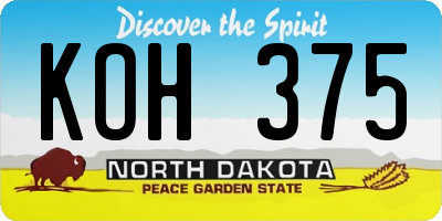 ND license plate KOH375