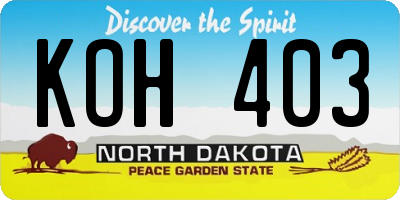 ND license plate KOH403
