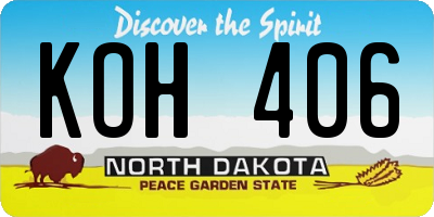 ND license plate KOH406
