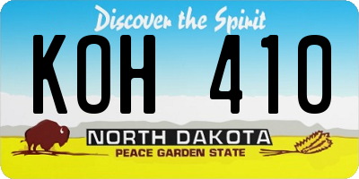 ND license plate KOH410