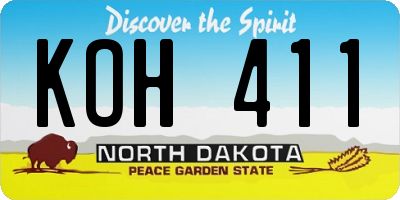ND license plate KOH411