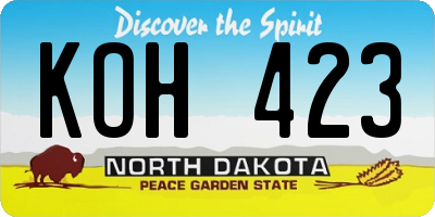 ND license plate KOH423