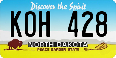 ND license plate KOH428