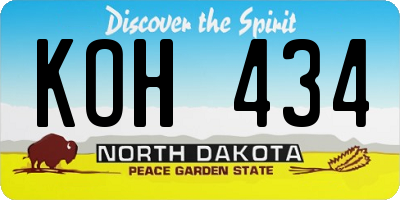 ND license plate KOH434