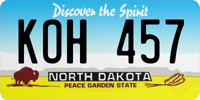 ND license plate KOH457
