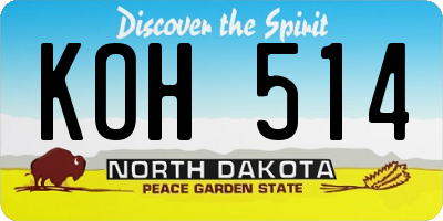 ND license plate KOH514