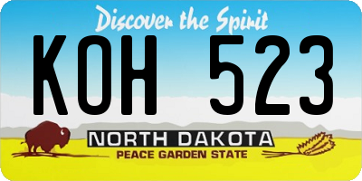 ND license plate KOH523