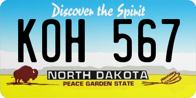 ND license plate KOH567