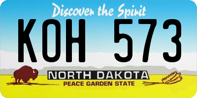 ND license plate KOH573