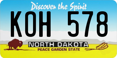 ND license plate KOH578