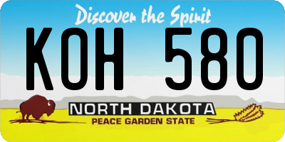 ND license plate KOH580