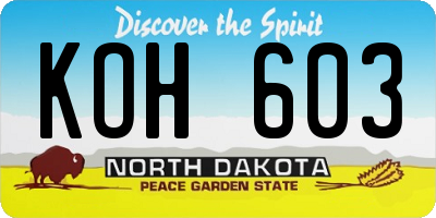 ND license plate KOH603