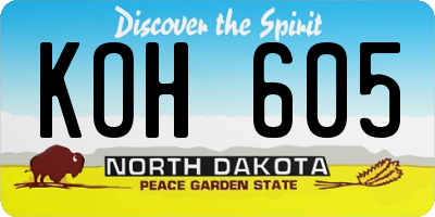 ND license plate KOH605