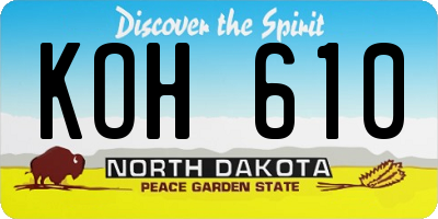ND license plate KOH610