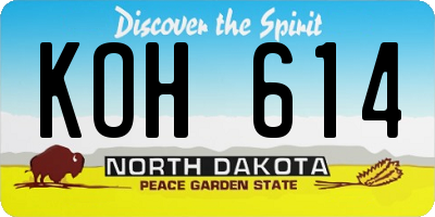 ND license plate KOH614