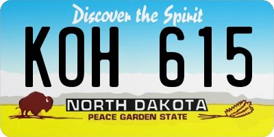 ND license plate KOH615