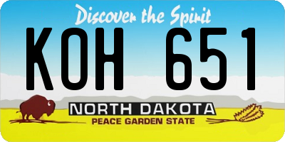 ND license plate KOH651