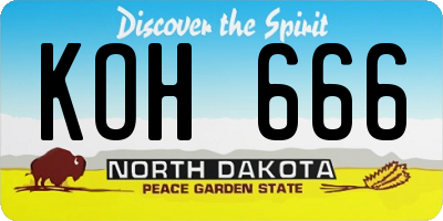 ND license plate KOH666