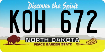 ND license plate KOH672