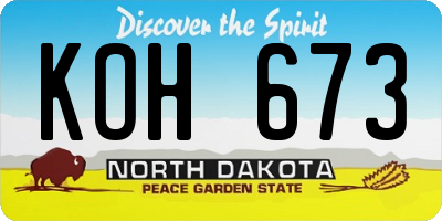 ND license plate KOH673