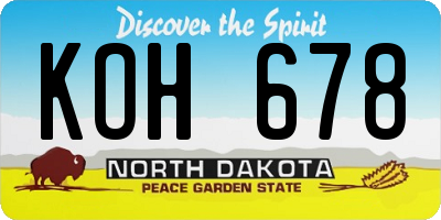 ND license plate KOH678