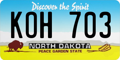 ND license plate KOH703