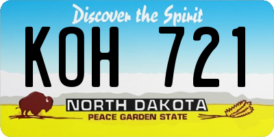 ND license plate KOH721