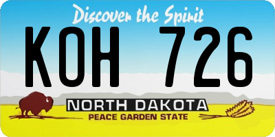 ND license plate KOH726