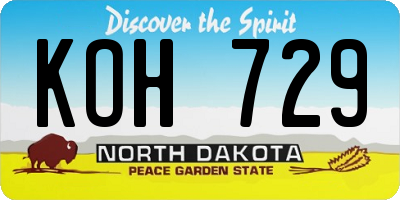 ND license plate KOH729