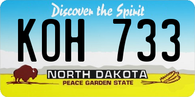 ND license plate KOH733