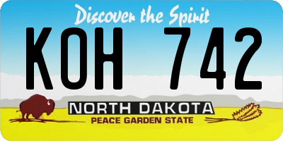 ND license plate KOH742