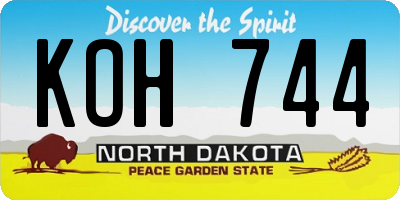 ND license plate KOH744
